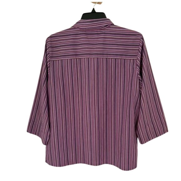 Studio Works Women's Striped Button-Up Shirt Purple Pink M - Picture 3 of 3
